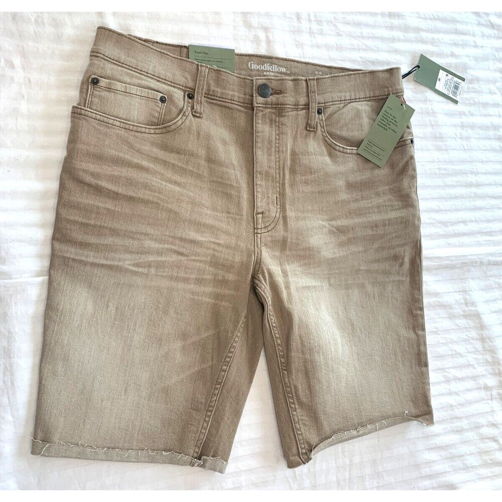 NWT GOODFELLOW SLIM TOTAL FLEX MENS CUT OFF JEANS SHORTS SIZE 36